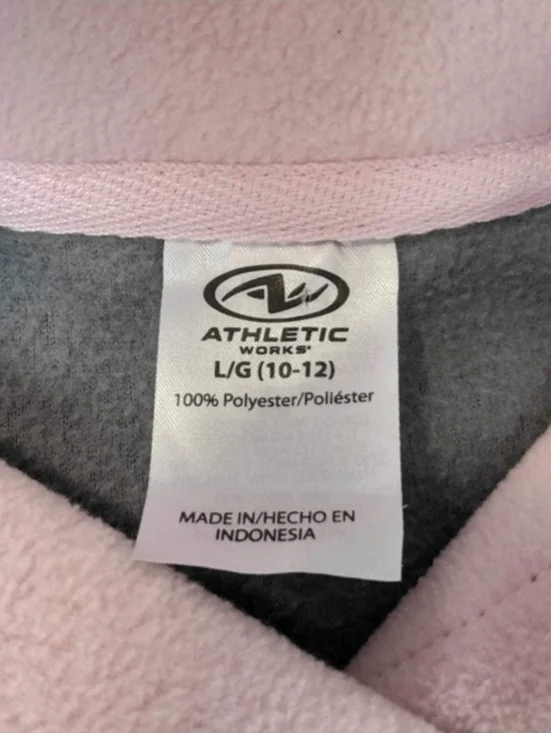 Athletic Works Cozy Fleece Pullover Gray Pink Print - Girl L (10-12) - Picture 4 of 7